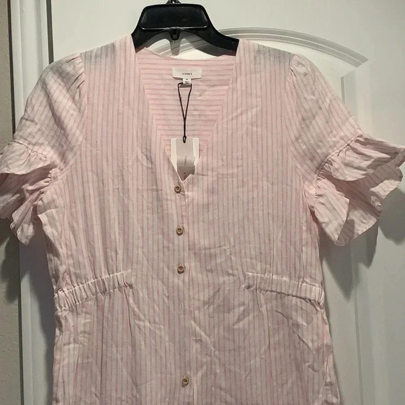 A Loves A White, Hot Pink Stripe Jumpsuit Wide Leg - Picture 6 of 14